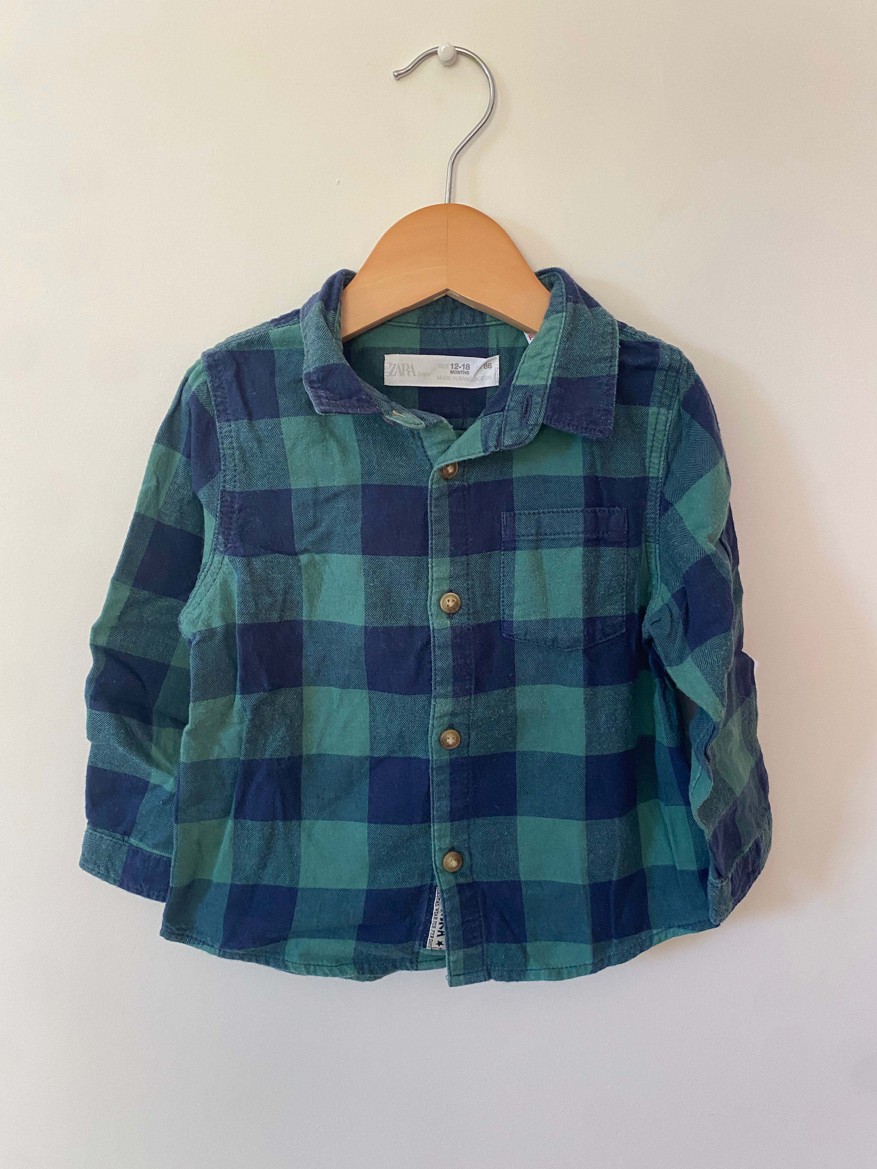 blauw groen ruiten hemd zara 86