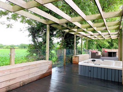 hot tub on a patio decking