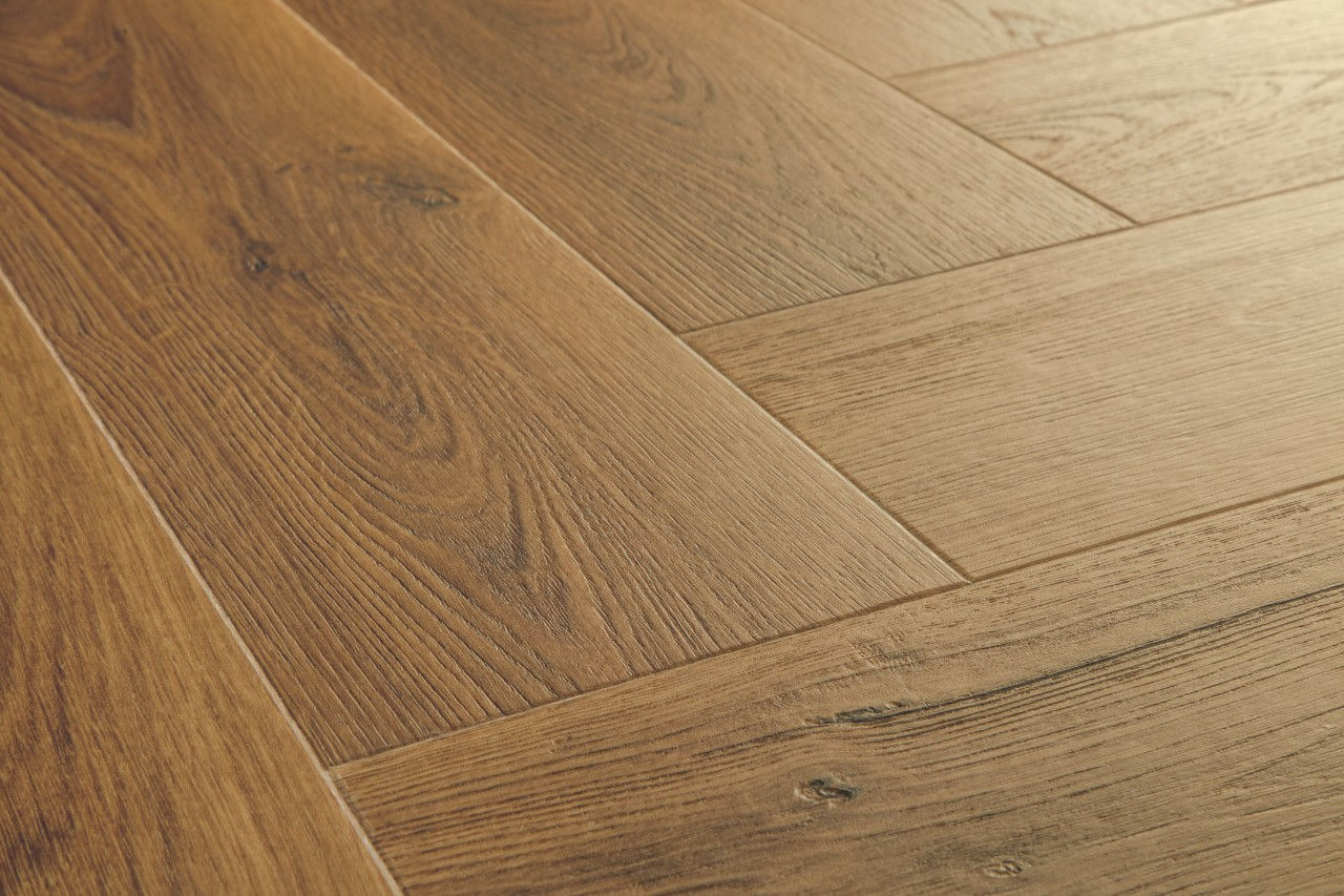 Botanic Caramel Oak - Quickstep Alpha Ciro Herringbone 6mm Click LVT Flooring