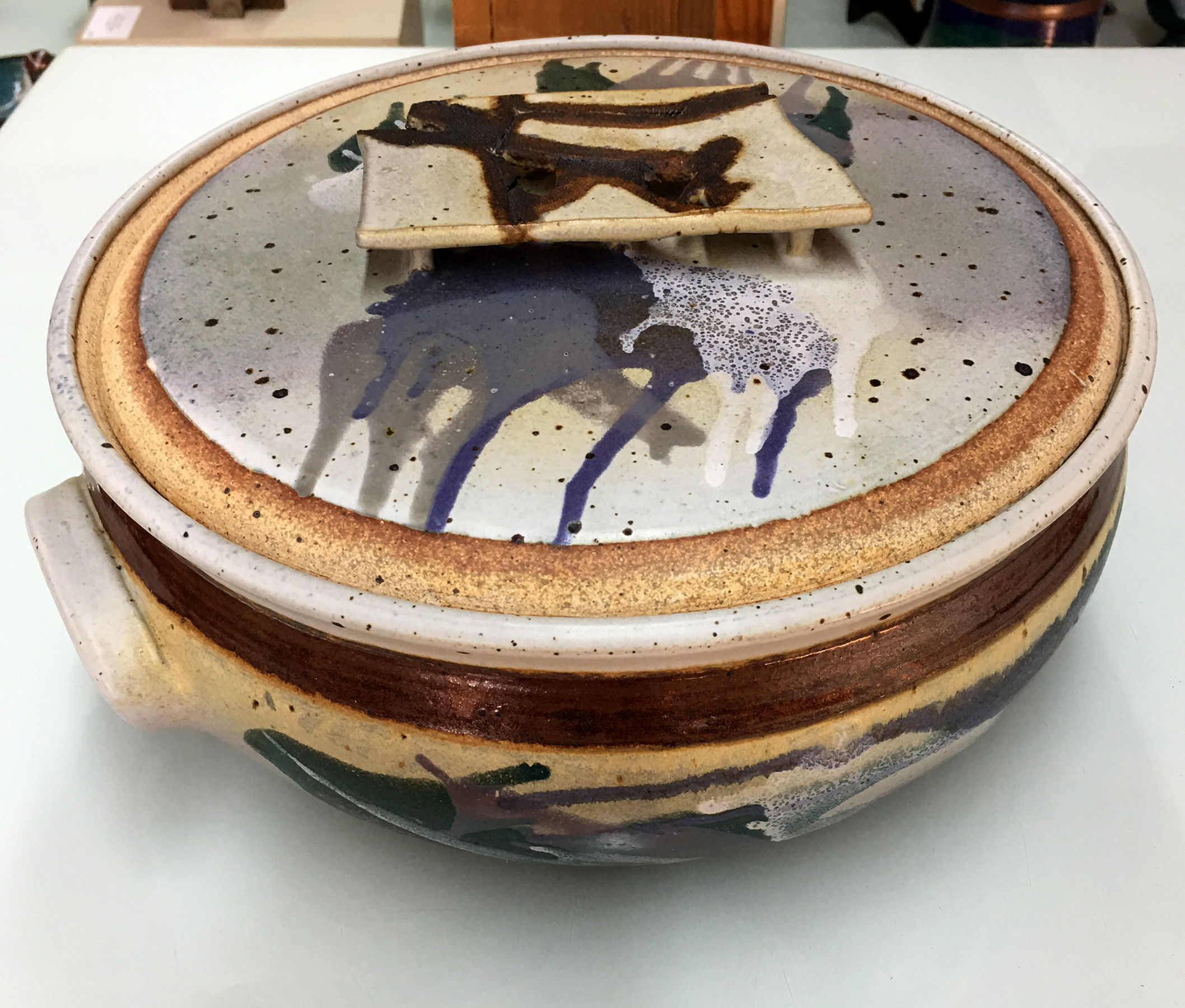 Lidded Casserole Dish with Slab and Pulled Handles