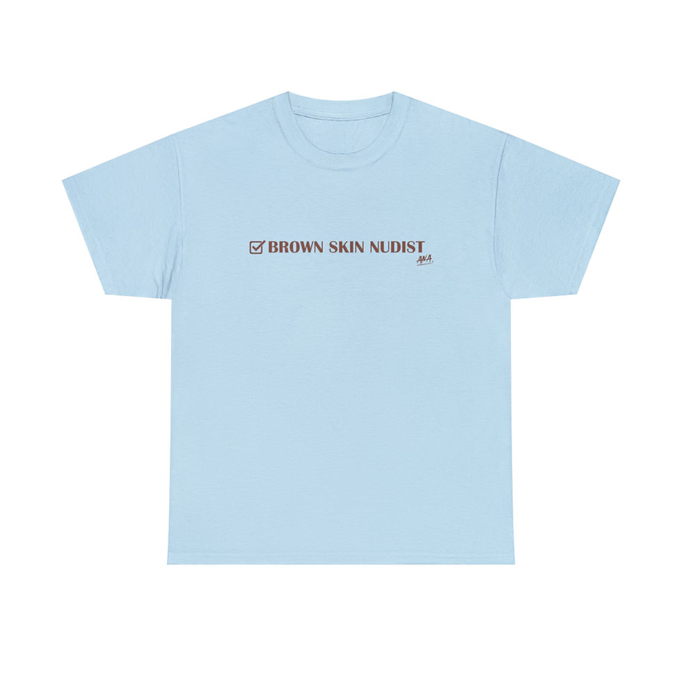 Thumbnail: BROWN SKIN NUDIST SHIRT - brown lettering