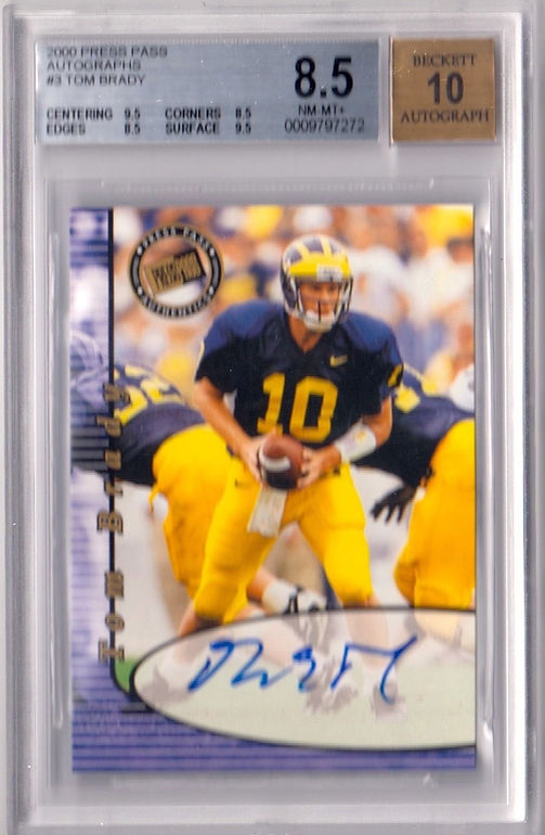 BGS 8.5 TOM BRADY 2000 PRESS PASS AUTO R