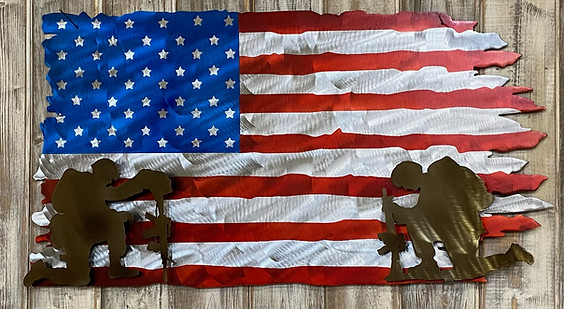 ragged flag with soldiers