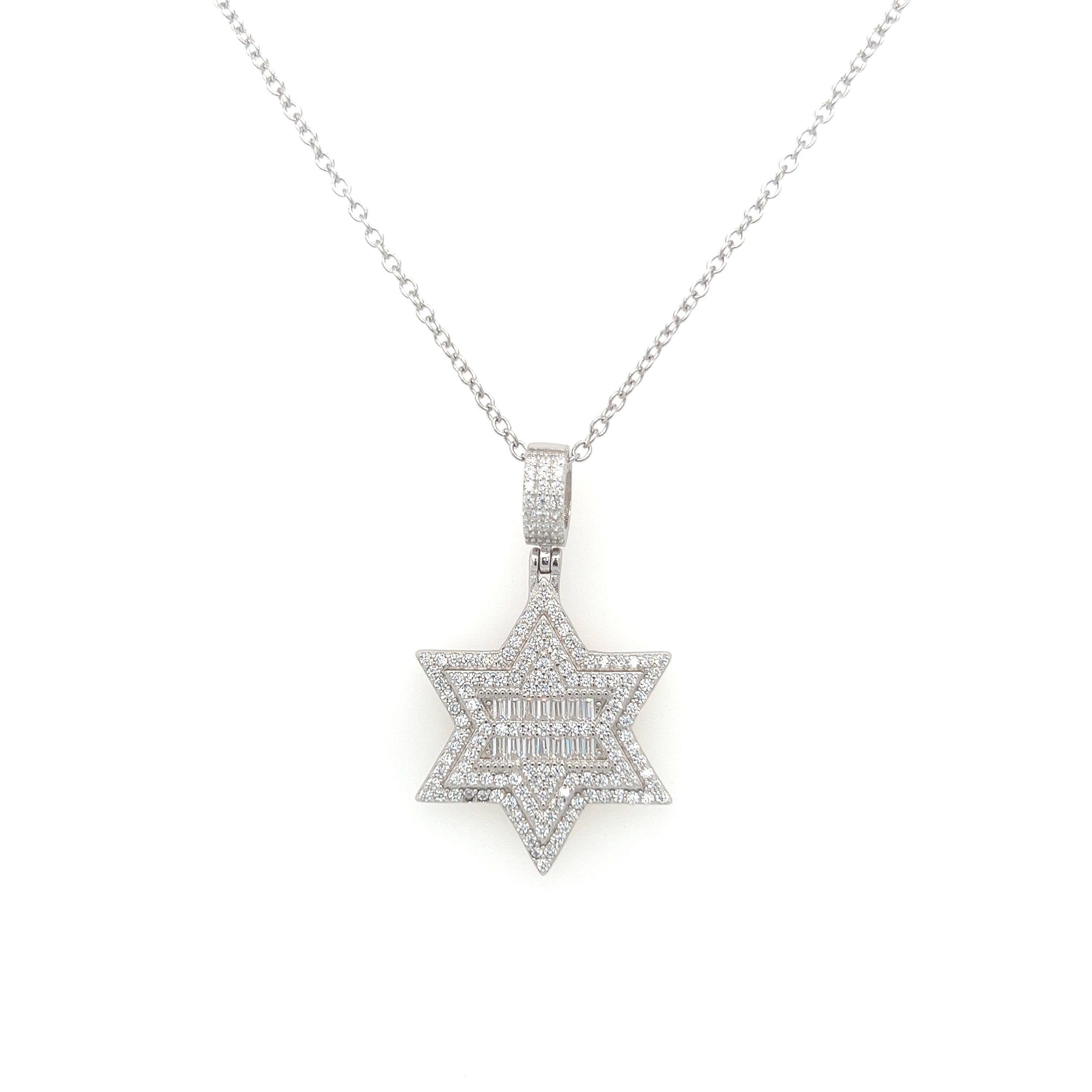 שרשרת מגן דוד שיבוץ פנימי דגם בגטים