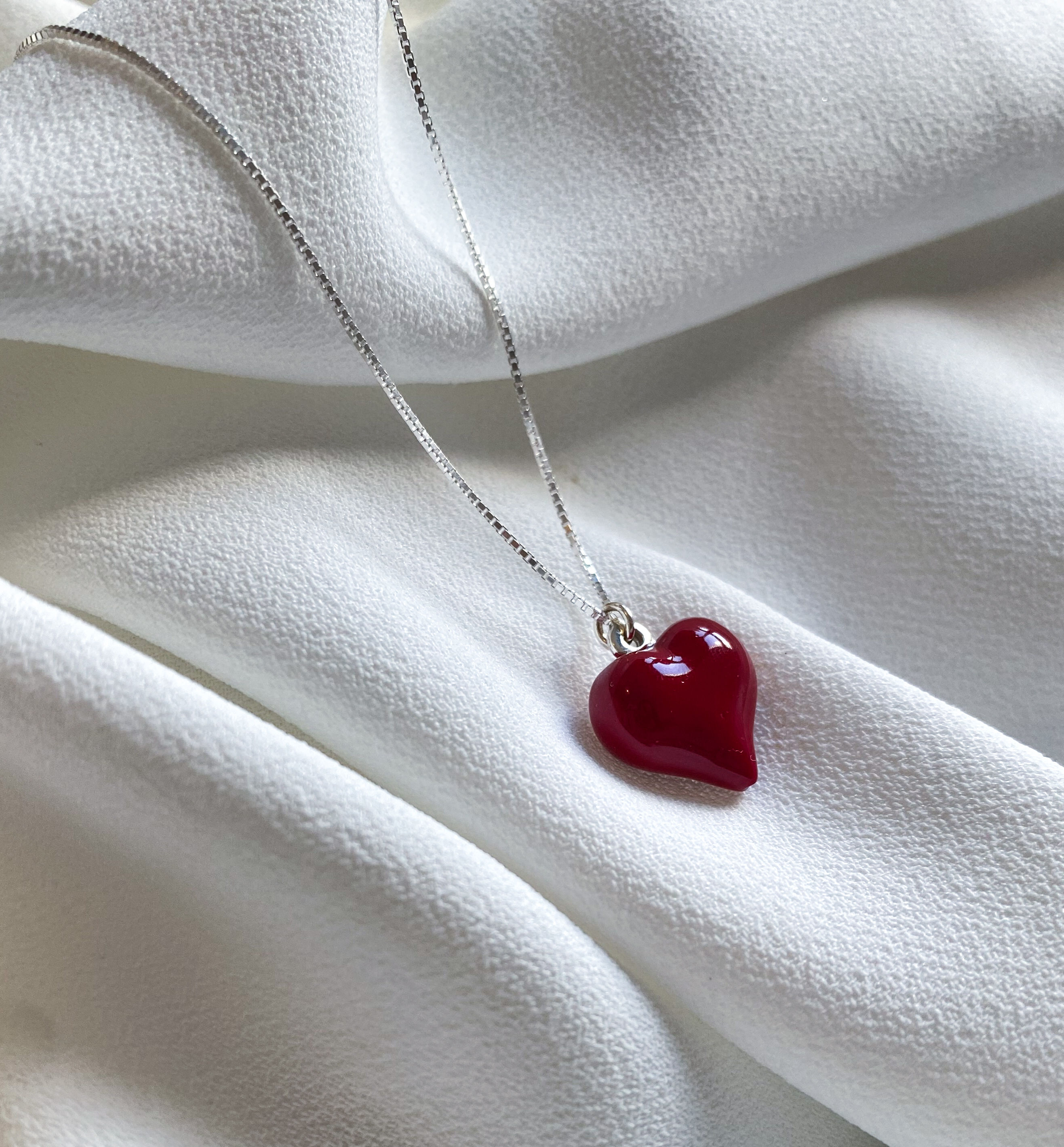 שרשרת לב אדום דגם גדול 