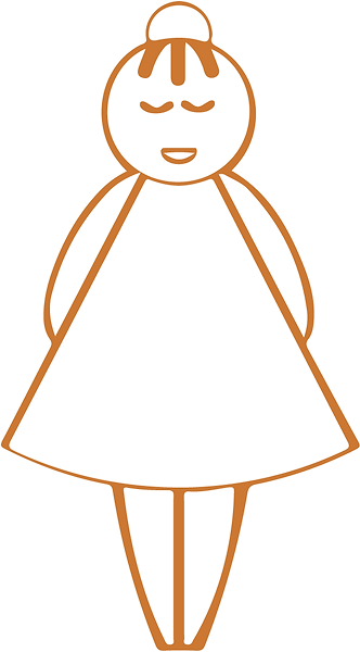 dibujo a linea en color naranja de una niña que refleja mi personalidad, sencilla y humilde