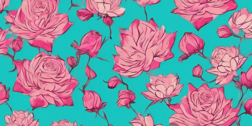 Background image with a pattern of lots of flowers, roses and lotus flowers. Very minimali