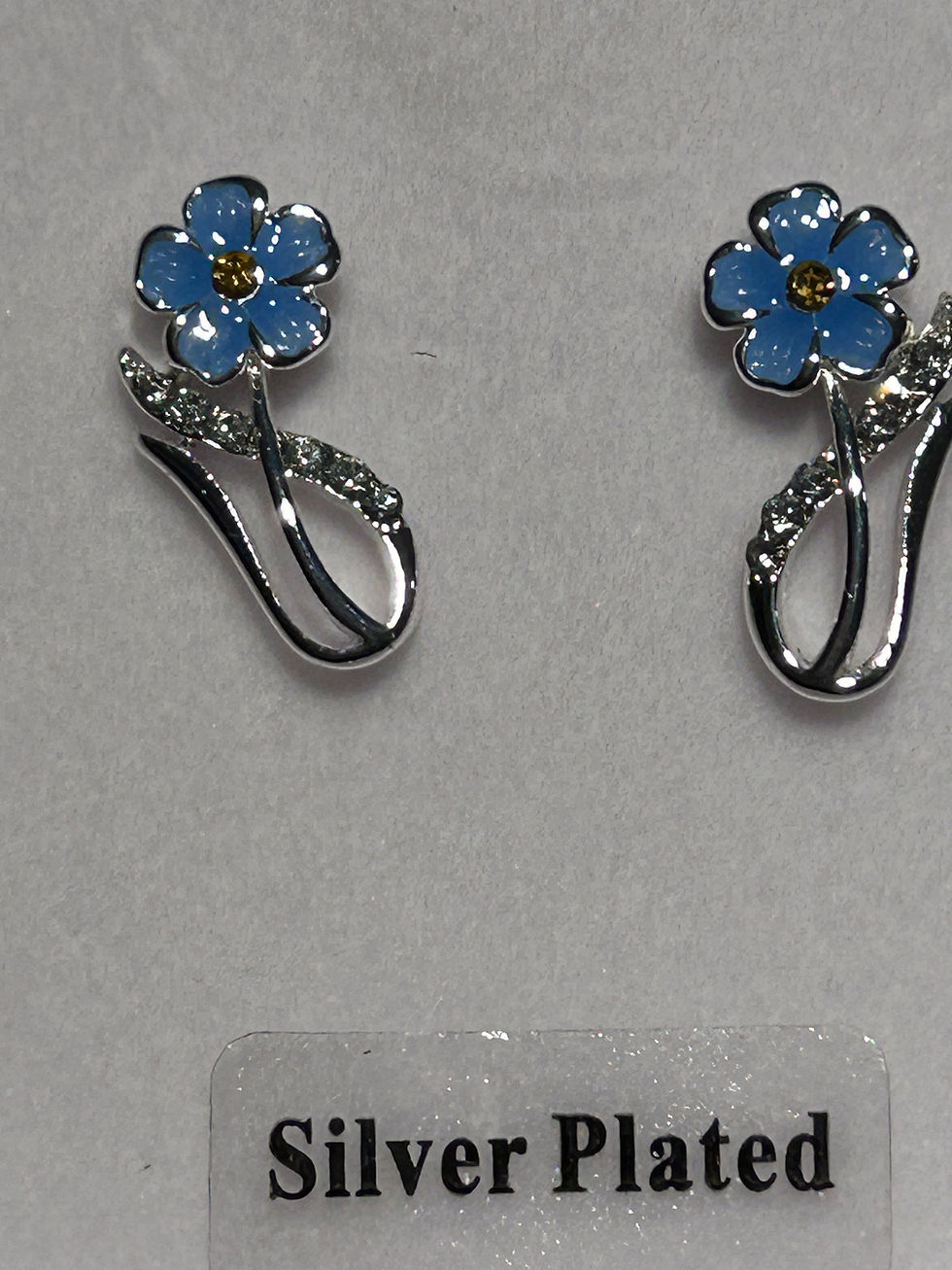 Thumbnail: Forget Me Not Elegant Silver Plated Studs