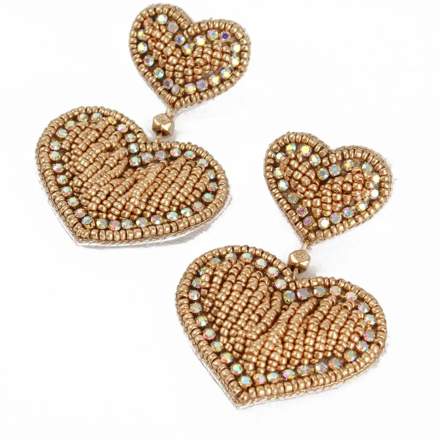 Glitzy Gold Heart Drop Earrings