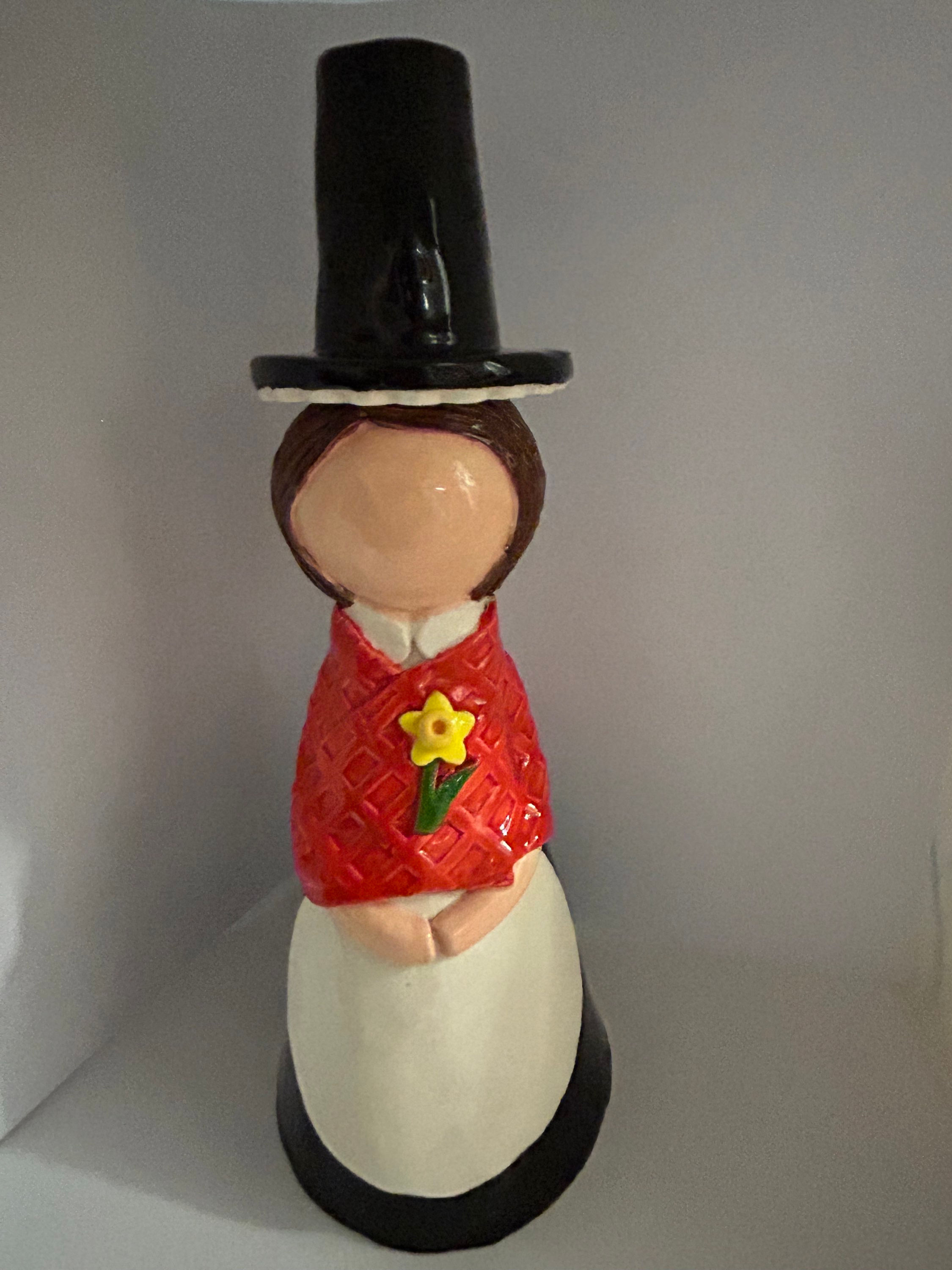 Handmade Large Ceramic Welsh Lady by Hippopips - Daffodil Bunch