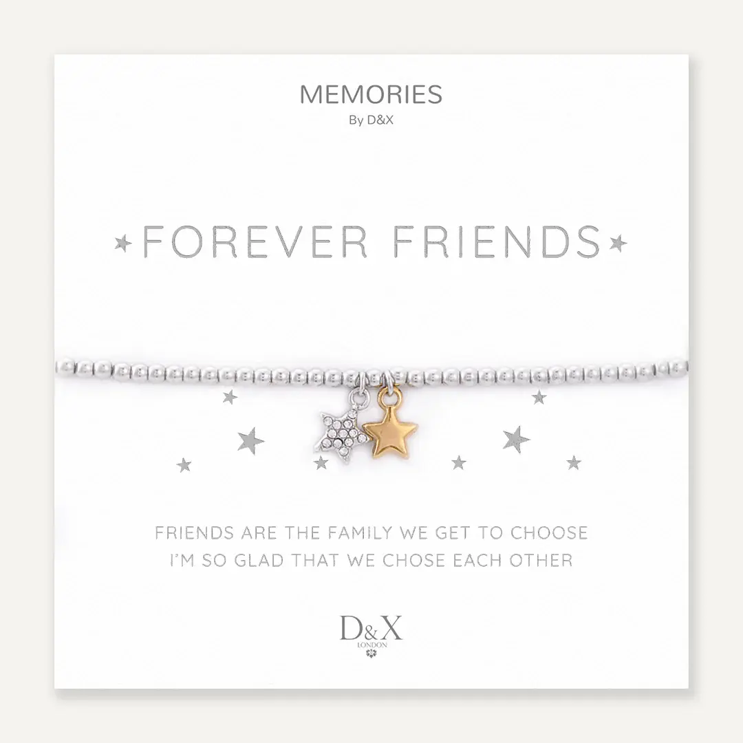 Memories: "FOREVER FRIENDS" | Duo Star Bracelet | White Gold & 18K Gold-Plated