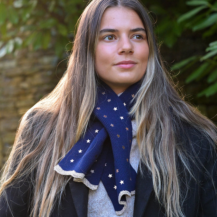 Thumbnail: POM Recycled Blend Metallic Stars Pull Through Scarf - choice of 5
