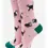 Thumbnail: Sock Talk - Women's Bamboo Socks Cat Print Black Cat Ankle Socks Pink