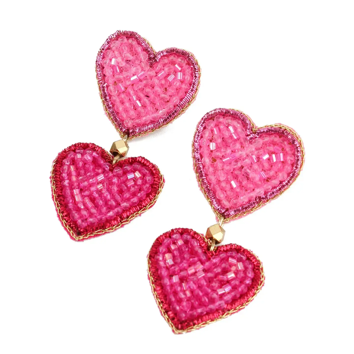 Double Multi Heart Beaded DropsEarrings