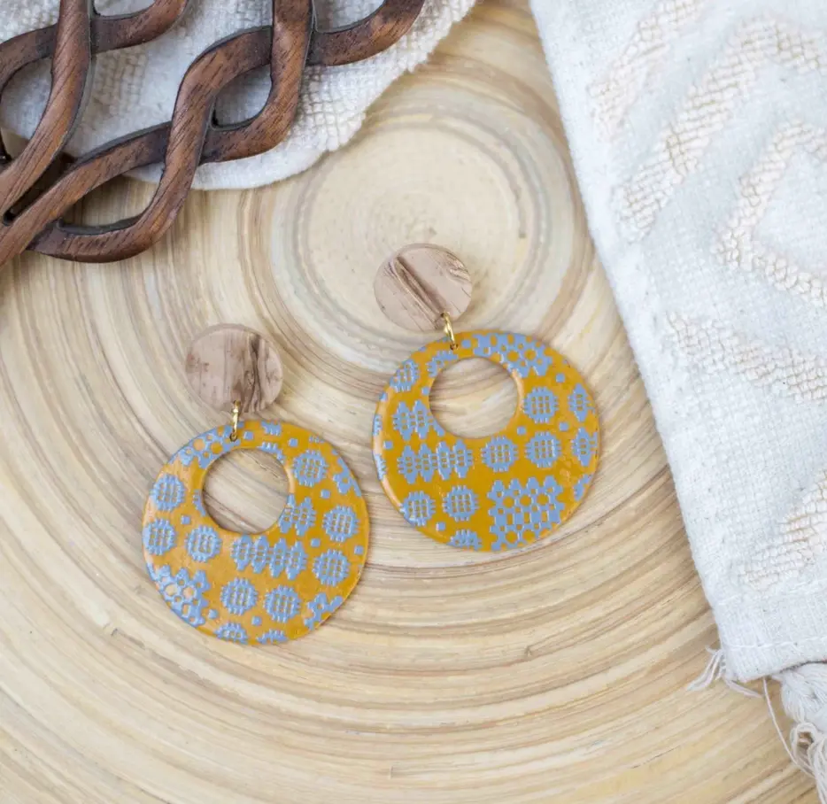 Circle Carthen Earrings - Ochre/Mustard