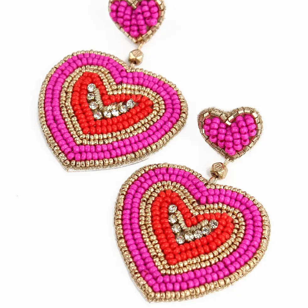 Thumbnail: Pink Ripple Heart Earrings