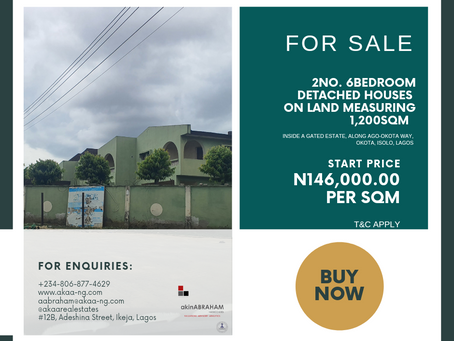 RESIDENTIAL PROPERTY INSIDE A GATED ESTATE FOR SALE AT OKOTA, LAGOS
