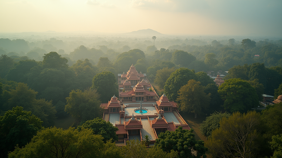 High angle view of a serene landscape in Vrindavan