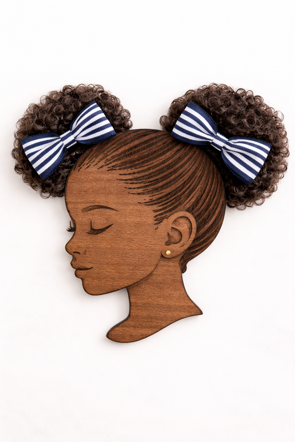 Navy Blue & White Striped Hair Bow ( 2 per set with Alligator clip)