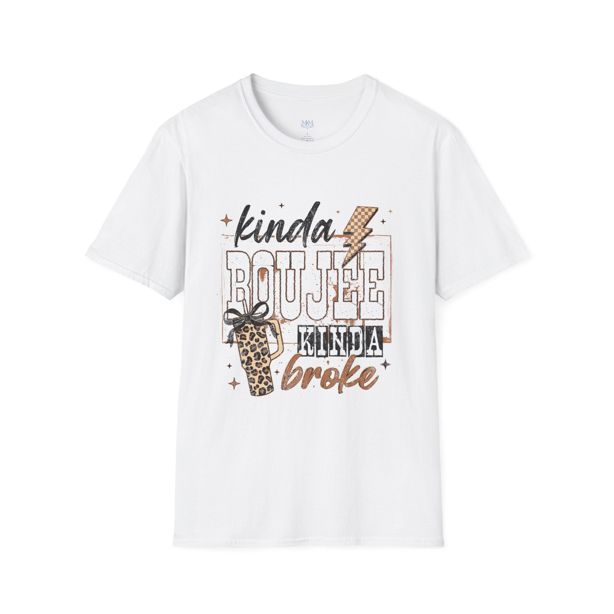 Kinda Boujee Kinda Broke T-Shirt — Leopard Print Phone Design
