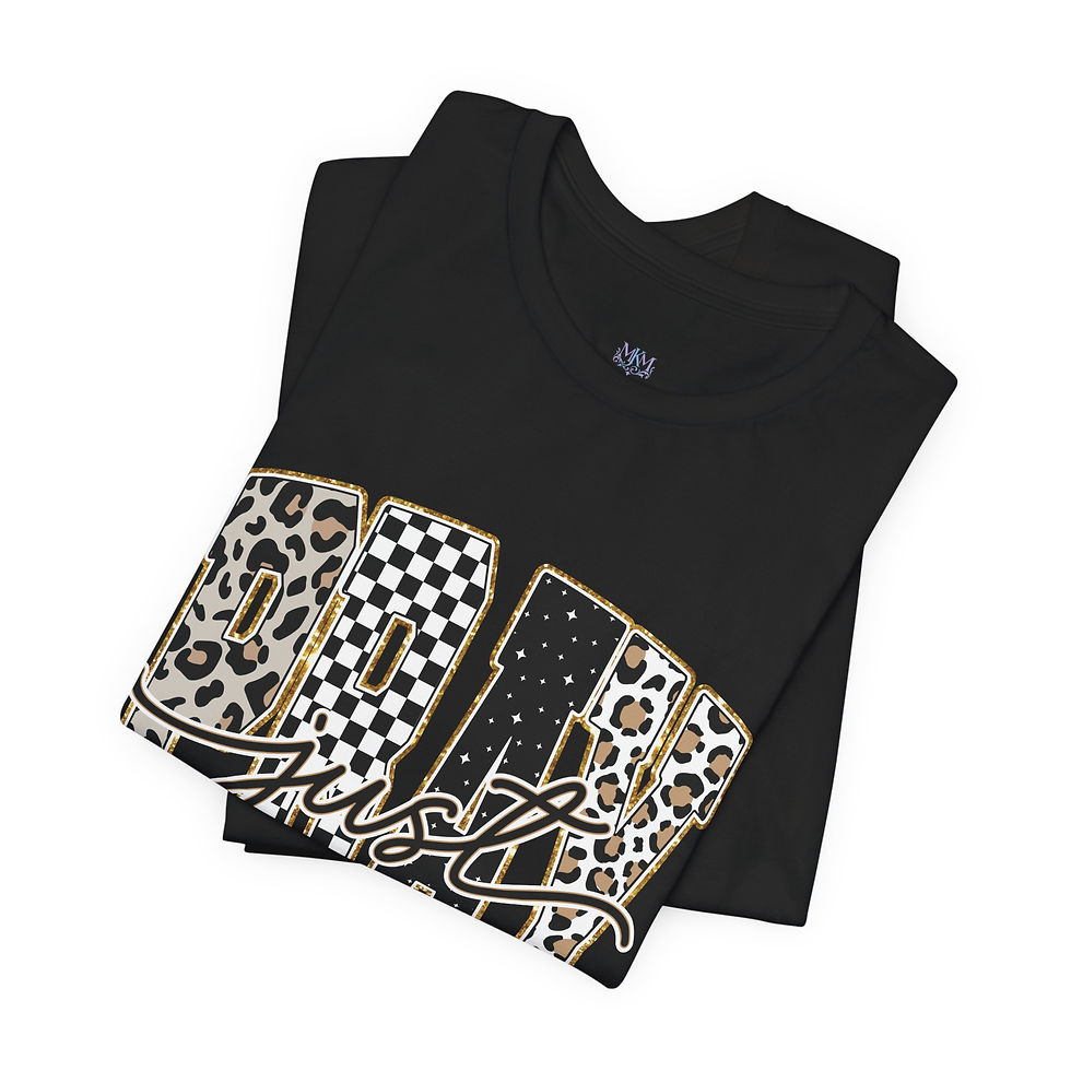 Thumbnail: “Just Pray” Leopard & Checker Graphic Tee - Women’s Casual Statement Shirt