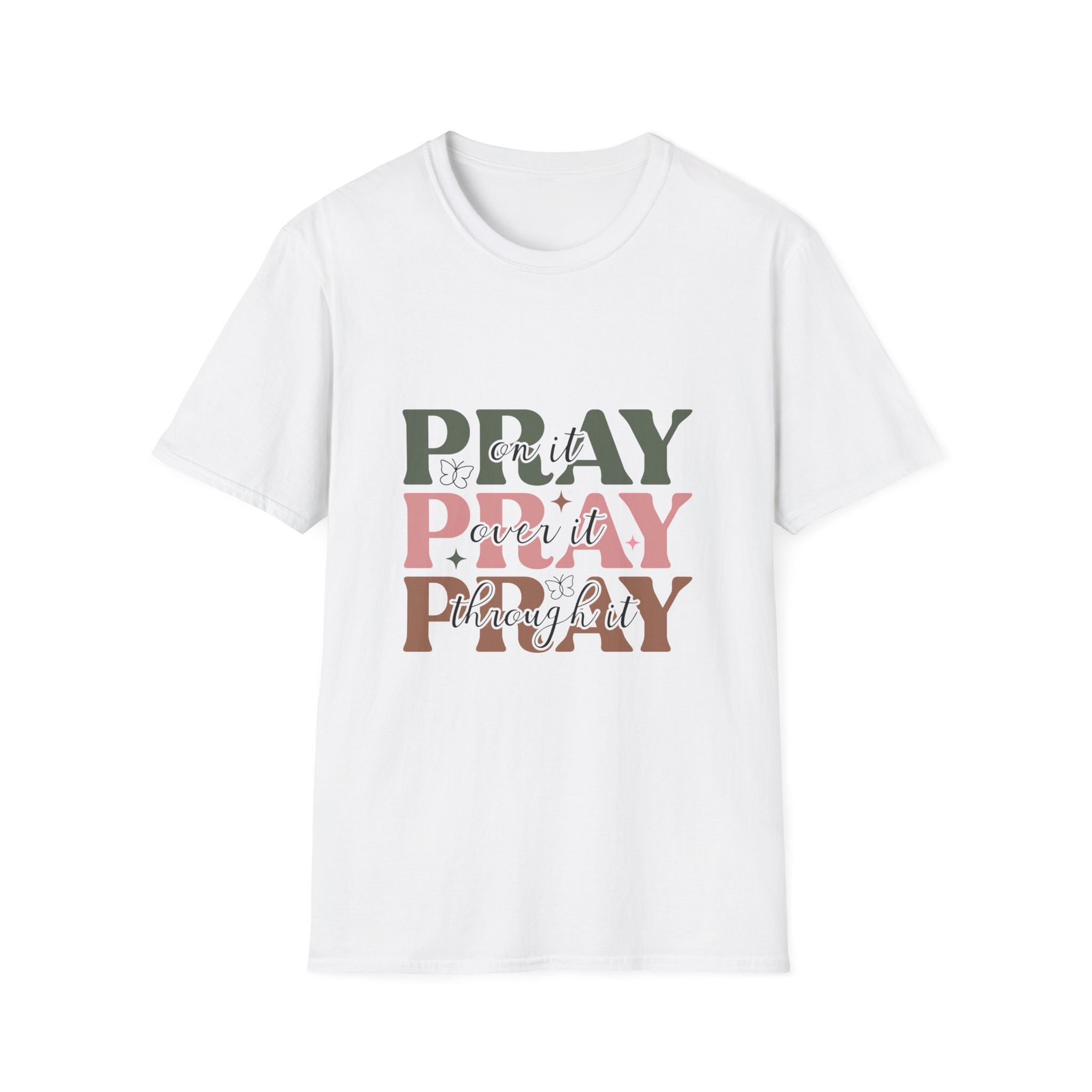 Pray Repeat Tee — Layered Pastel Faith Graphic T-Shirt