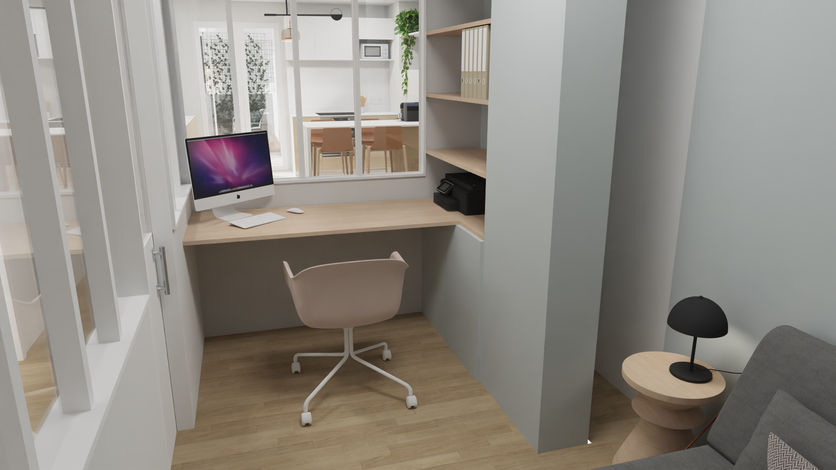 Rénovation appartement Alcôve / Bureau - Visuel 3D