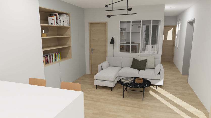 Rénovation appartement Séjour - Visuel 3D