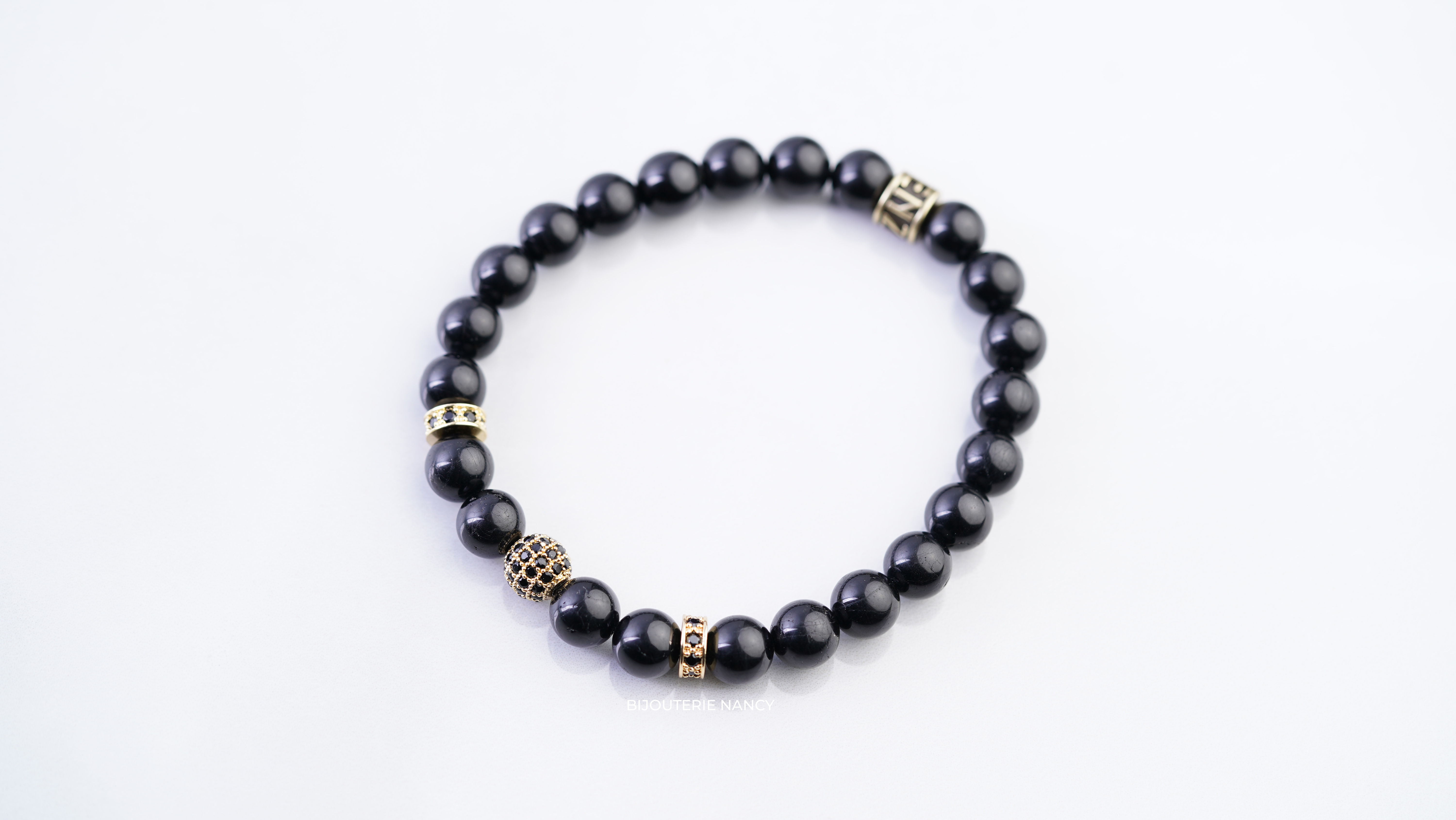 Men bracelet Lucky-charm Protection genuine black onyx bracelet