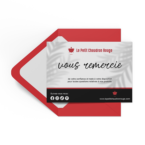 Carte de remerciement Le Petit Chaudron Rouge