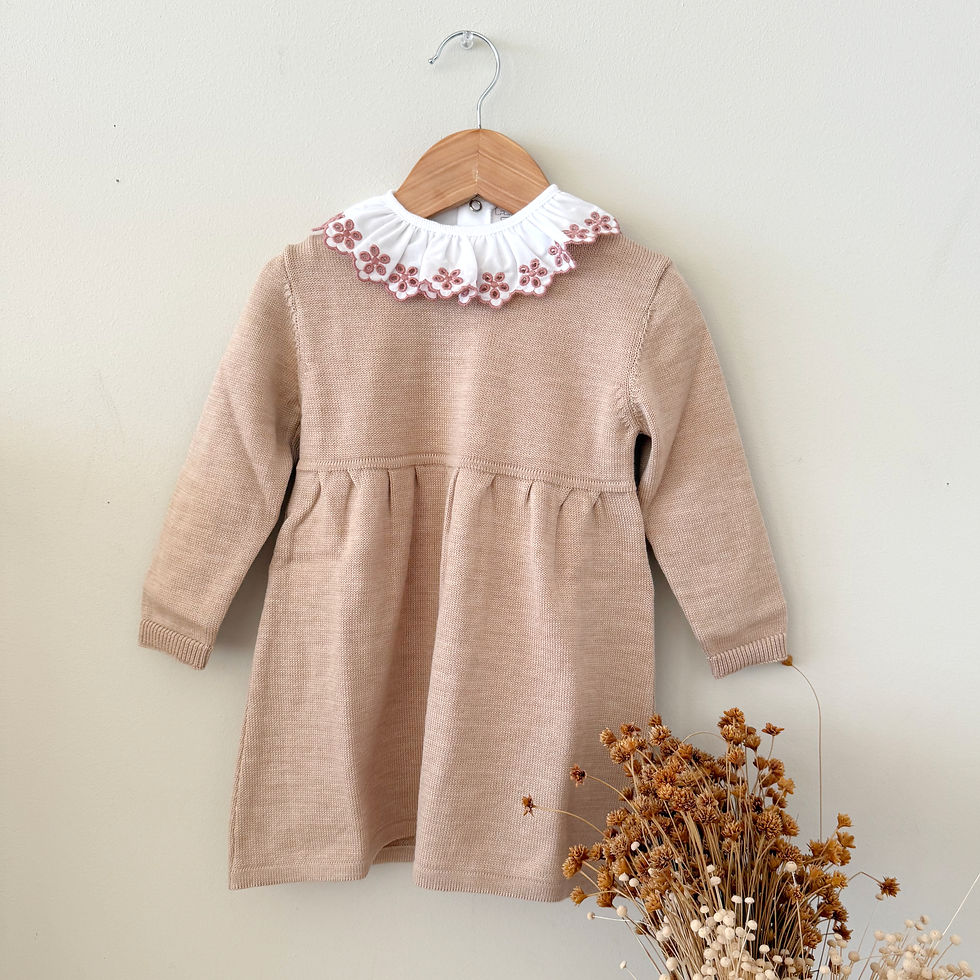 Set 2 pezzi abito bimba 100% Lana Merino +body con colletto 100% cotone