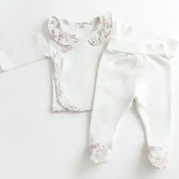 Set 2pz neonato stile liberty rosa in caldo cotone 100%