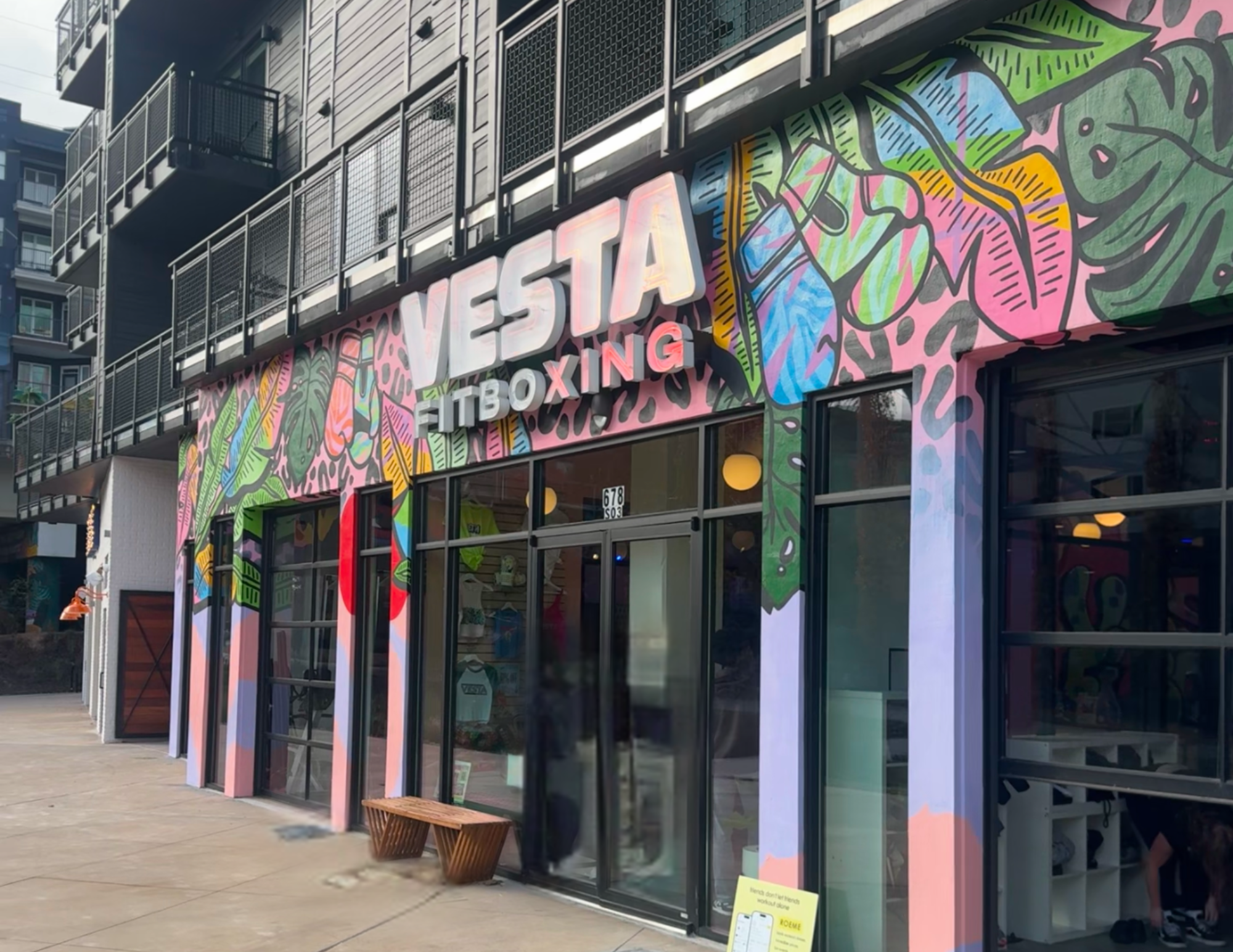 Daytime exterior of VESTA Fitboxing Old Fourth Ward Atlanta on Eastside BeltLine Trail.