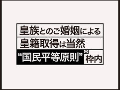 皇族とのご婚姻による皇籍取得は当然“国民平等原則”の枠内