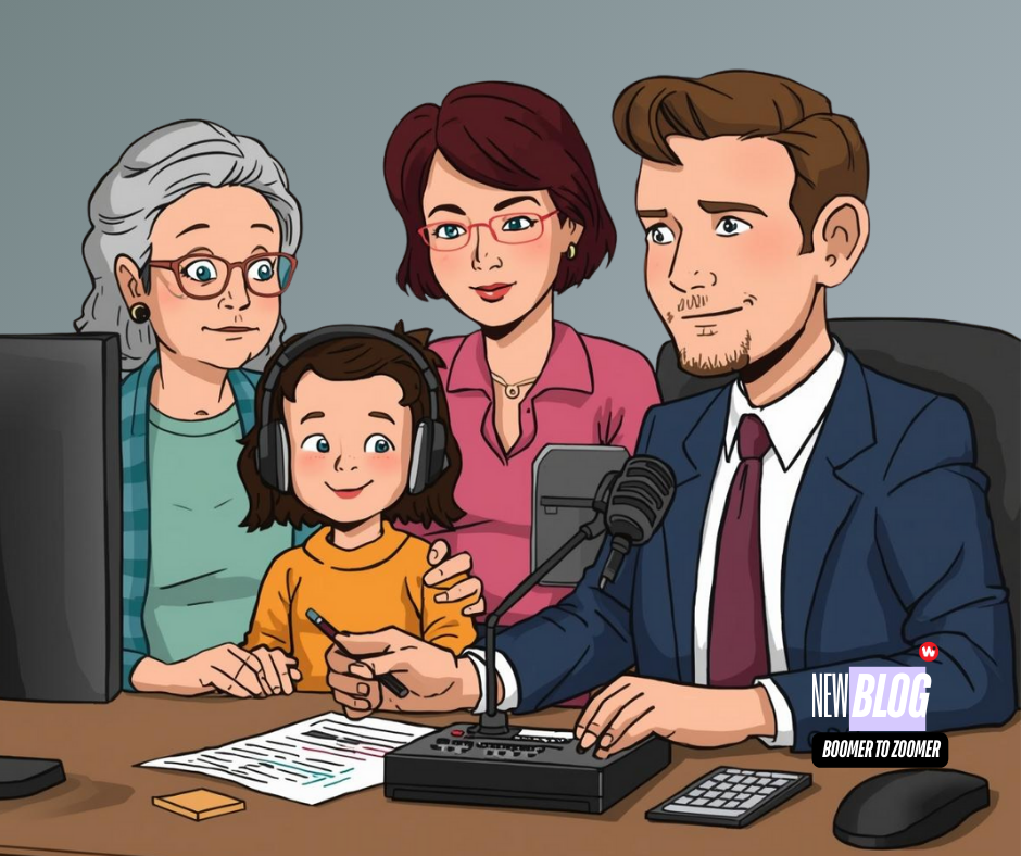 family of generations listening to online radio