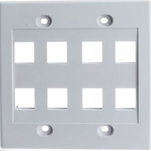 Keystone Wall Plate 1,2,3,4,8 Port, White Cat5e,6, Coax Video, Aux Cat6 IP Phone