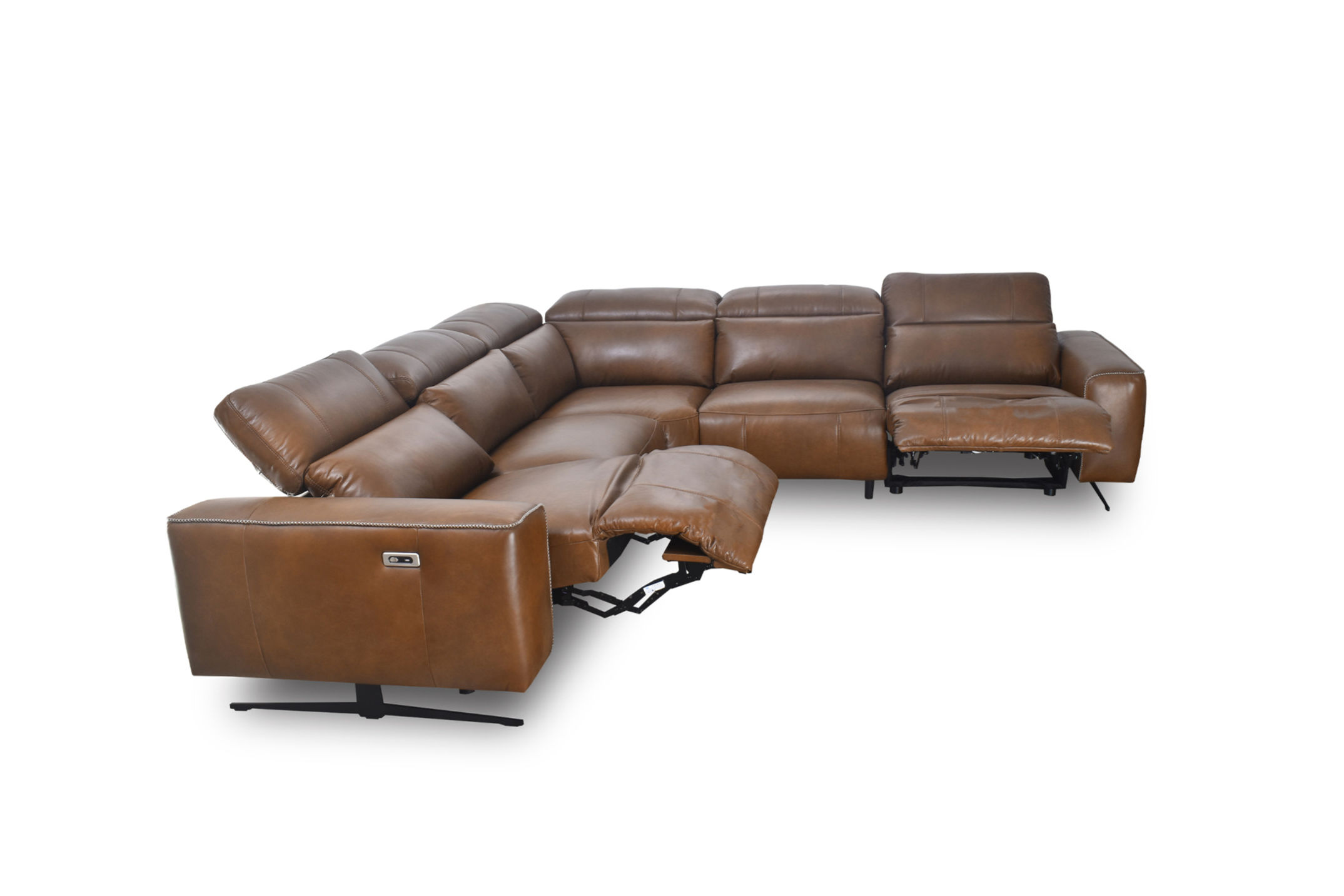 頂級義大利頭層皮革L型電動沙發