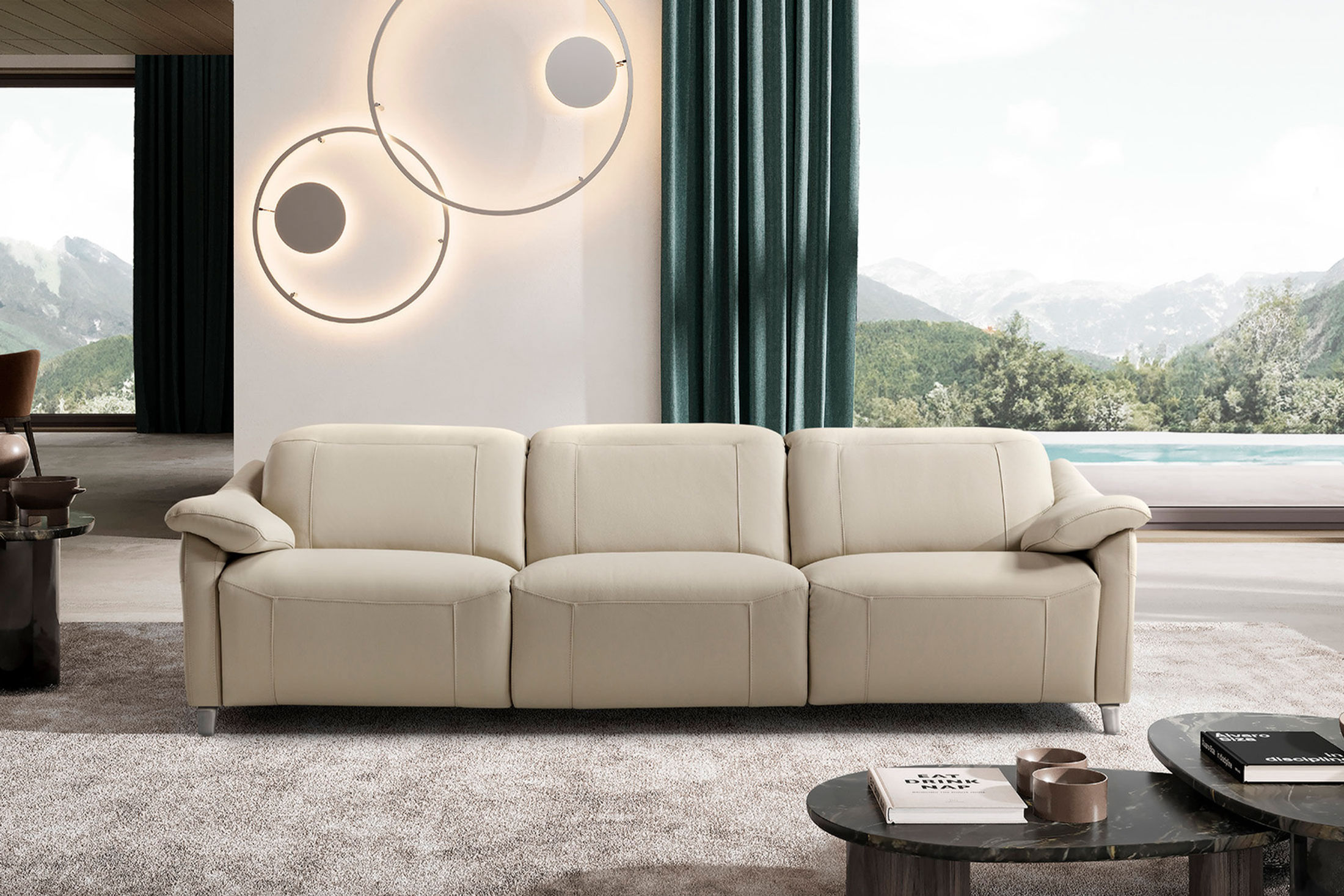 全苯染頂級義大利頭層皮革電動沙發