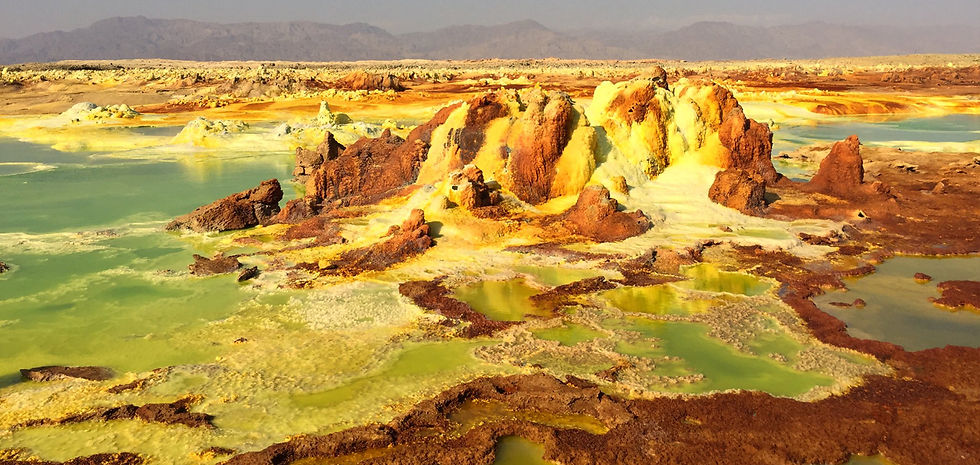 Close-up view of volcanic lava lake glowing at night in the Danakil Depression