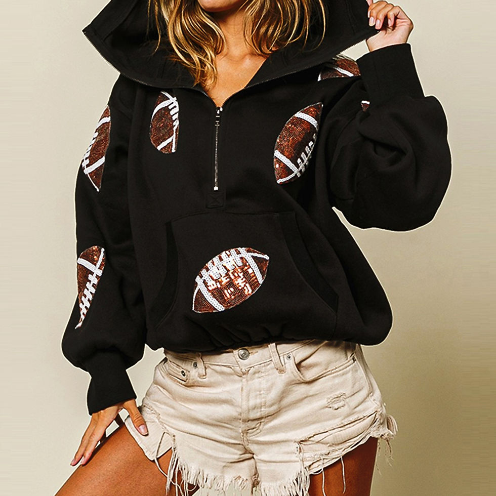 Thumbnail: Lamuusaa Casual Hoodies Women Aesthetic Clothing Sequined Rugby Long Sleeve Loos