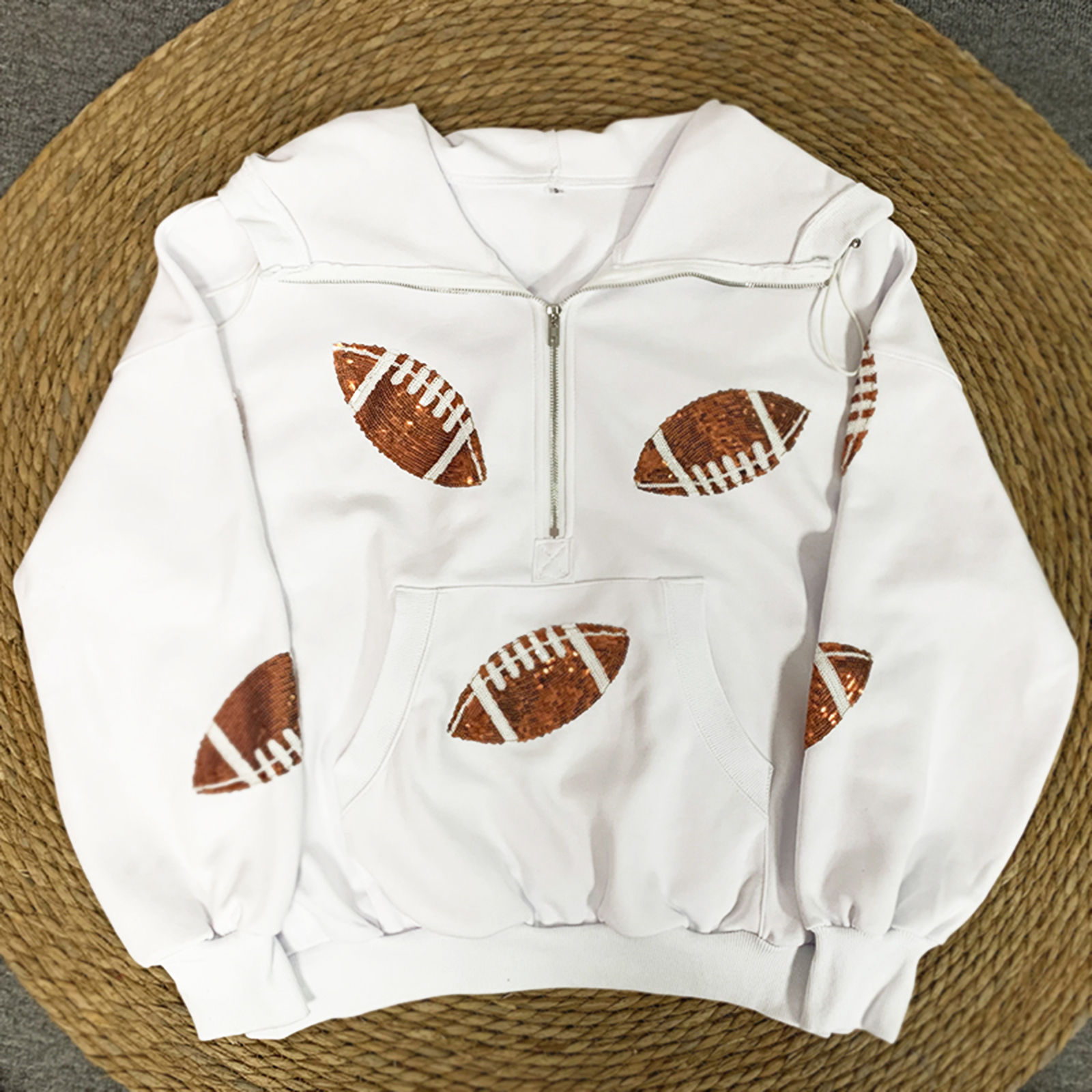 Lamuusaa Casual Hoodies Women Aesthetic Clothing Sequined Rugby Long Sleeve Loos