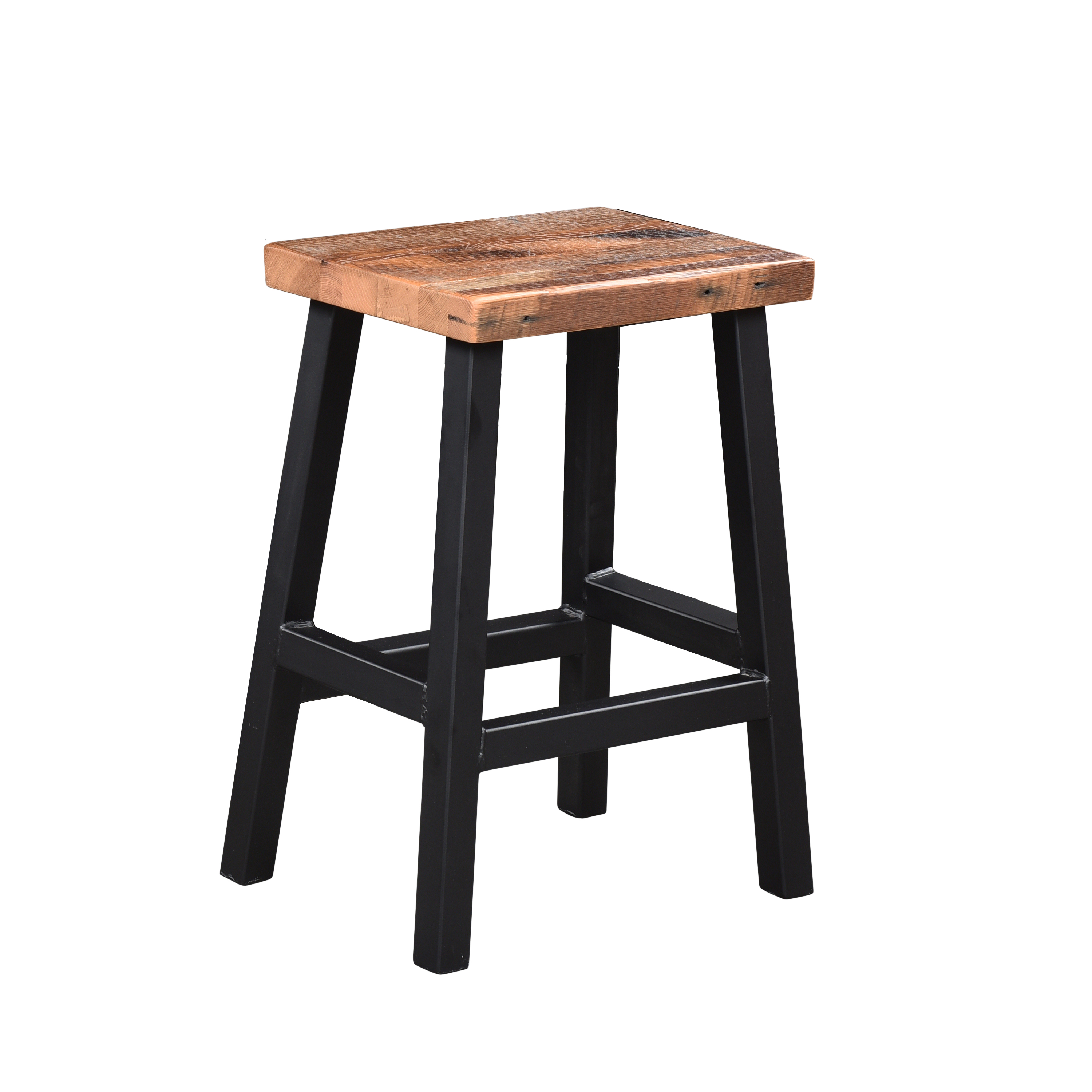 Barnwood Bar Stool with Metal Base