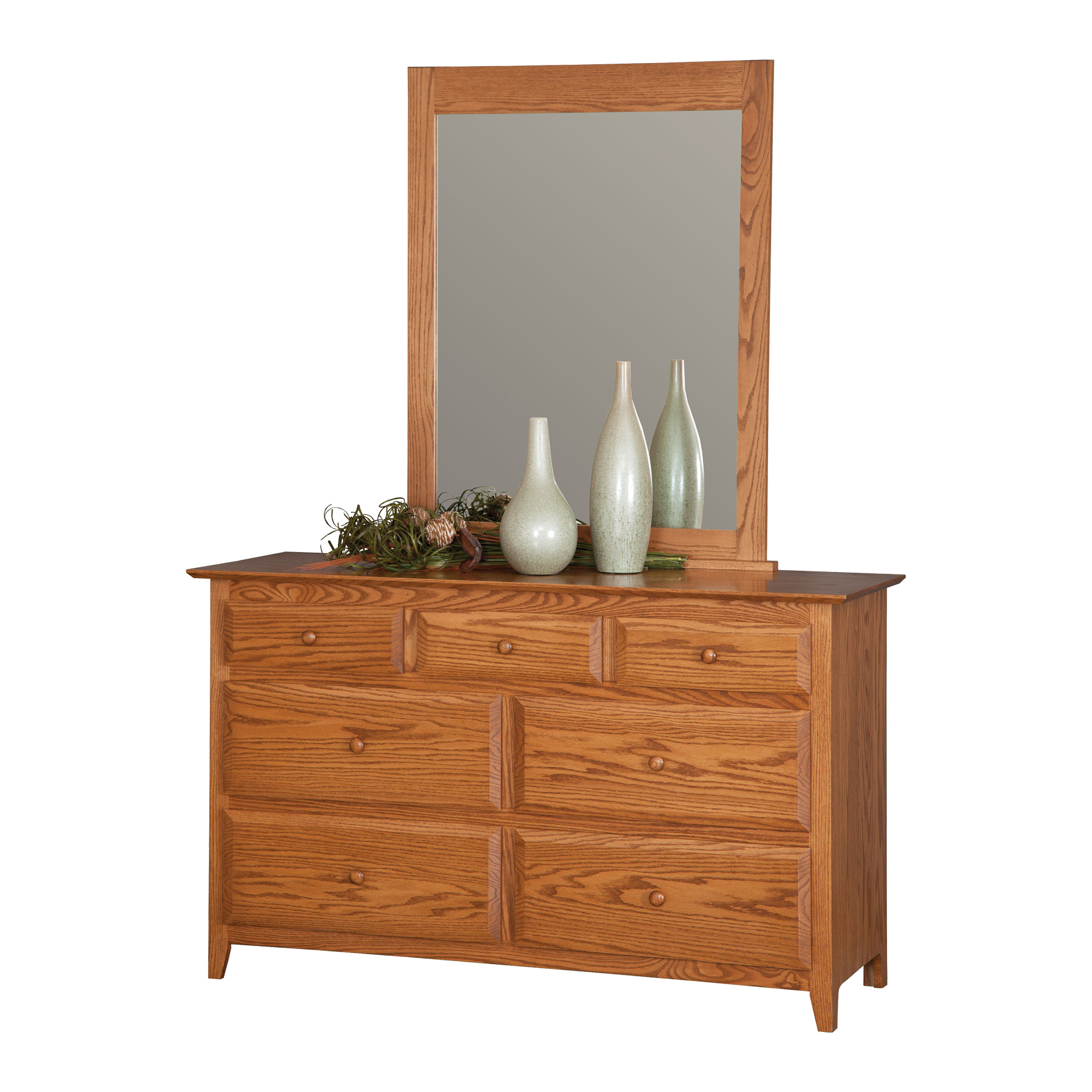 56 inch Dresser with Shaker Mirror