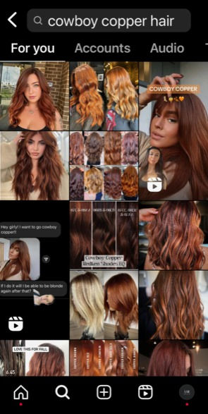 Search results on Instagram