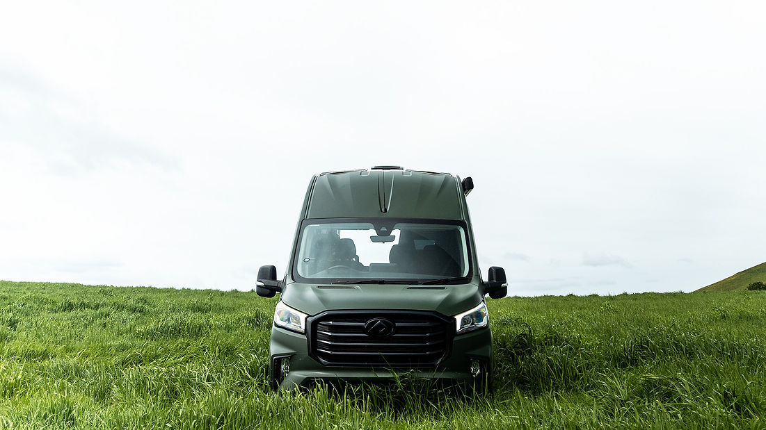Modern campervan rental by VanMania in Tasmania's natural environment