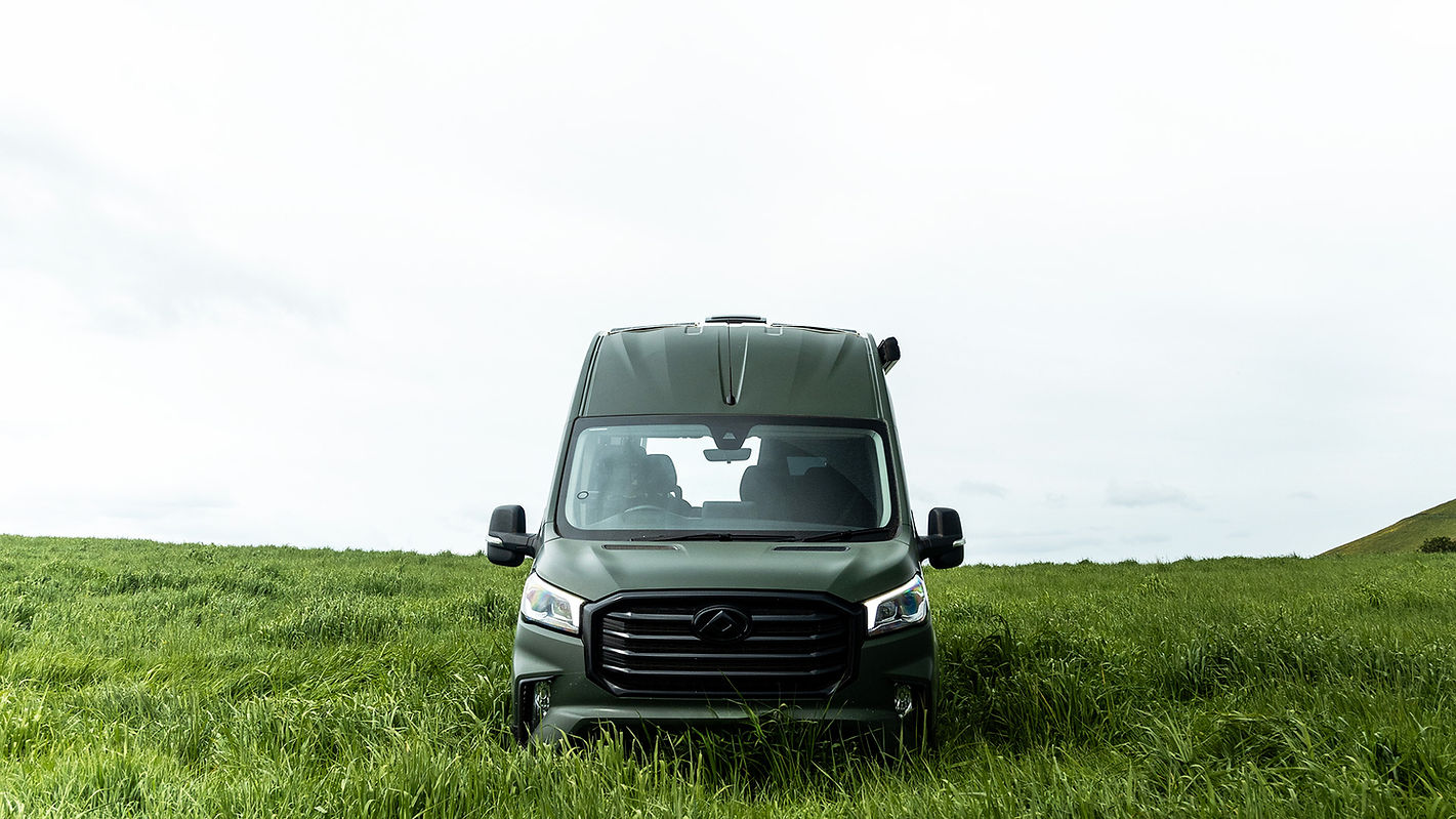 Modern campervan rental by VanMania in Tasmania's natural environment
