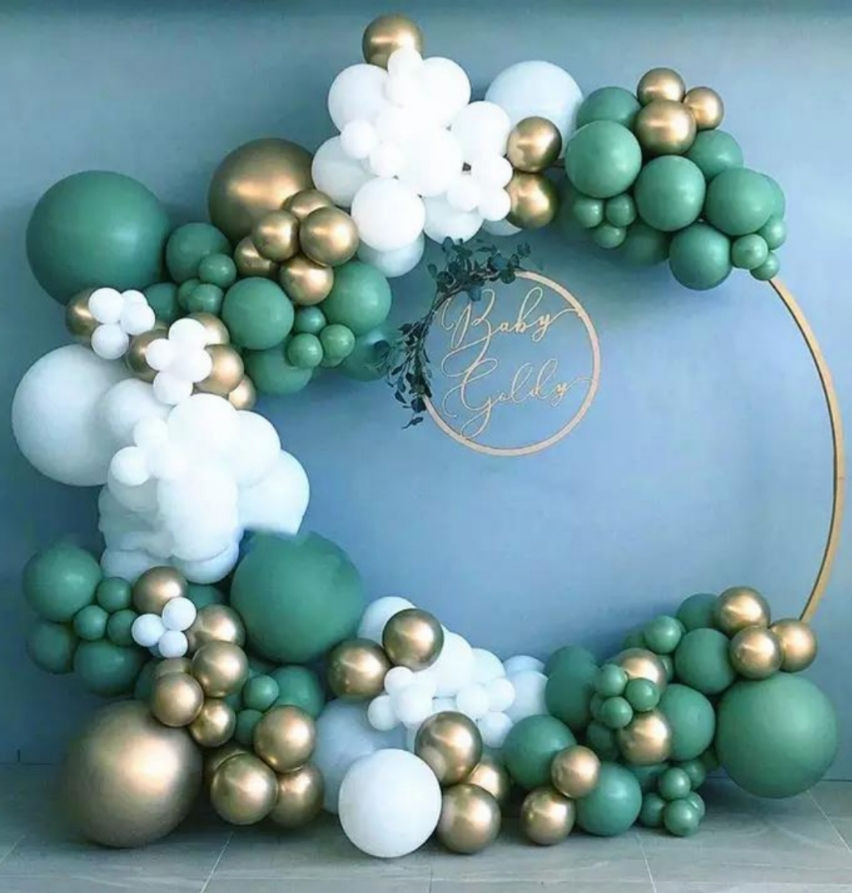 Retro Bean Green Gold Balloon Garland Kit - 139 Pcs