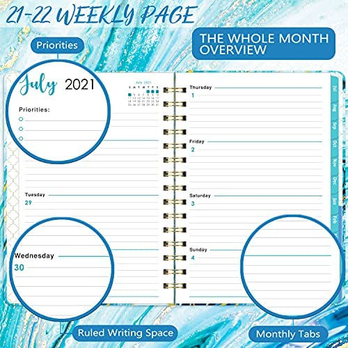 Thumbnail: Aqua Gold Marble  6.4 x 8.5 inches Academic Planner July 2021-June 2022