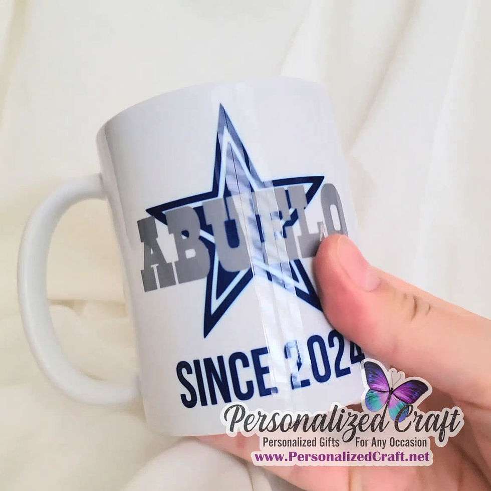 Custom Name with Star, Dallas Football Inspired Baby Reveal White Coffee Mug