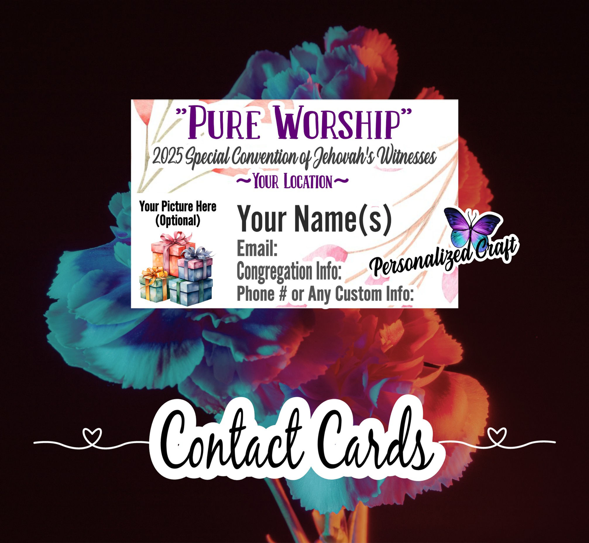 JW Contact Cards, 2025 Pure Worship Special Convention Info Tags